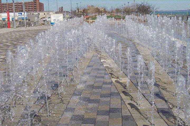 Detriot Famous Plaza Water Fountains Riverfront Plaza